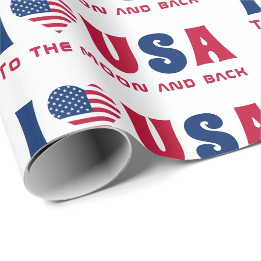 I Liebe USA Sondertext Blau und Rot Geschenkpapier (Rolleneckpunkt)