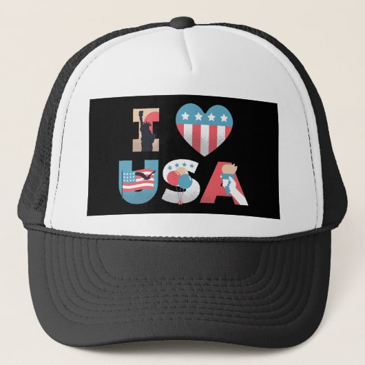 I LIEBE USA Sprichwort Design Truckerkappe (Vorderseite)
