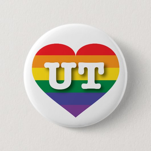 I Liebe Utah Gay Pride Rainbow Heart Button (Vorderseite)