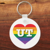 I Liebe Utah Rainbow Heart Schlüsselanhänger (Vorderseite)