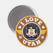 I Liebe Utah Staatsflagge und Karte Magnet (Vorderseite/Rückseite)