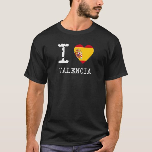 I Liebe Valencia T - Shirt Spanien Flagge (Vorderseite)