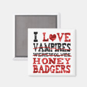 I Liebe Vampire Wölfe Wölfe Honigausweis Magnet (Vorderseite/Rückseite)