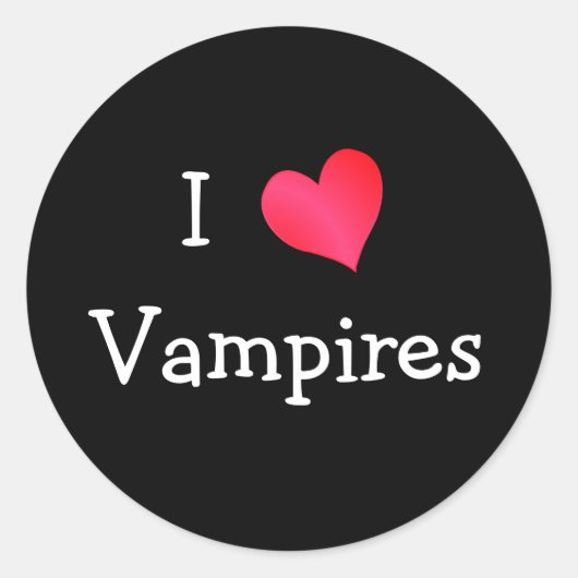 I Liebe Vampires Runder Aufkleber (Vorderseite)