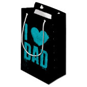 I Liebe Vater Aquamariner Glitzer Typografie | Ges Kleine Geschenktüte (Vorderseite Schrägansicht)