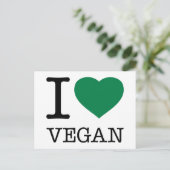 I LIEBE VEGAN POSTKARTE (Stehend Vorderseite)