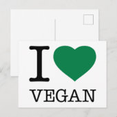 I LIEBE VEGAN POSTKARTE (Vorne/Hinten)