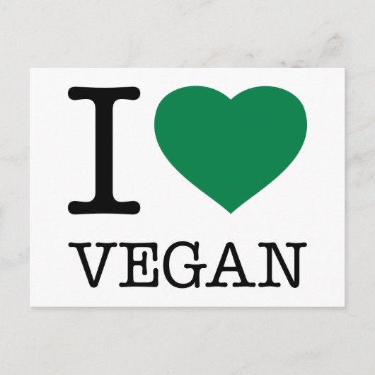 I LIEBE VEGAN POSTKARTE (Vorderseite)