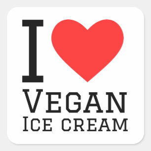 I Liebe veganes Eis Quadratischer Aufkleber