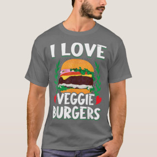 I Liebe Veggie Burgers Vegetarische Vegane Pflanze T-Shirt