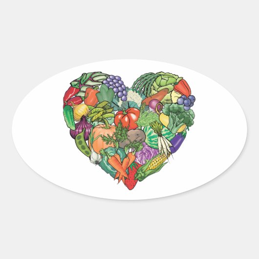 I Liebe Veggies Ovaler Aufkleber (Vorderseite)