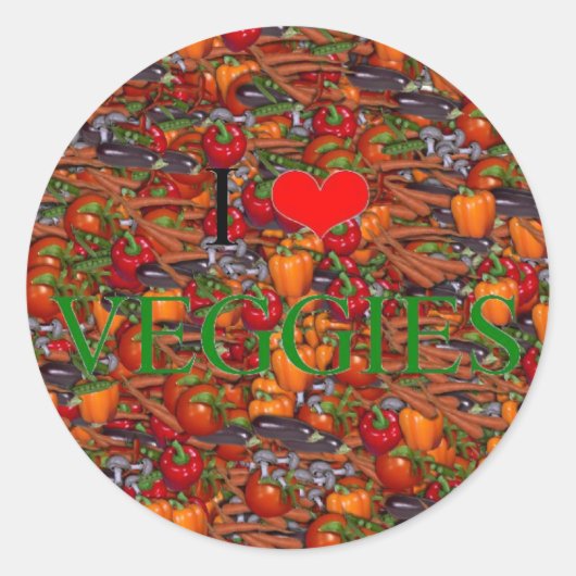 I Liebe Veggies Runder Aufkleber (Vorderseite)