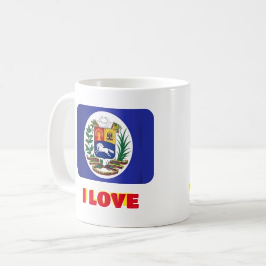 I Liebe Venezuela Karte und Schild Kaffeetasse (Vorderseite Links)