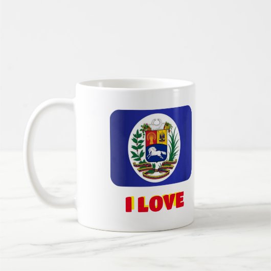 I Liebe Venezuela Karte und Schild Kaffeetasse (Links)