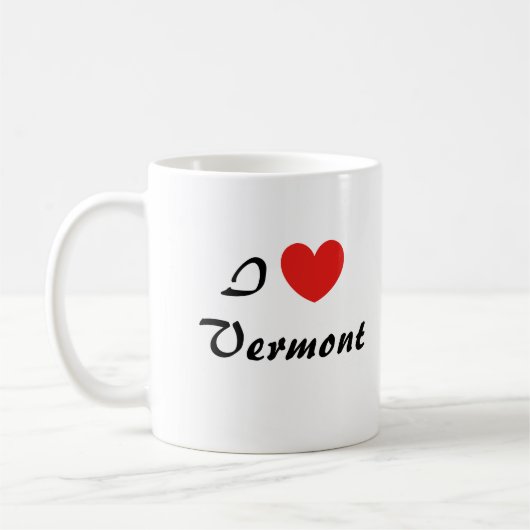 I Liebe Vermont Heart Typografy Coffee Tasse (Links)