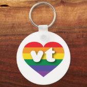 I Liebe Vermont Rainbow Heart Schlüsselanhänger (Vorderseite)