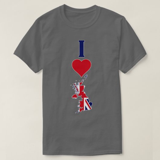 I Liebe Vertical I Heart UK Flag T-Shirt (Design vorne)