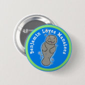 I Liebe verwaltet niedliche Cartoon-Abbildung Button (Vorne & Hinten)