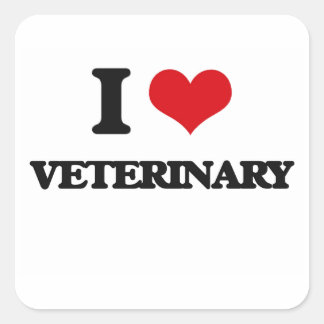 I Liebe Veterinärwesen Quadratischer Aufkleber