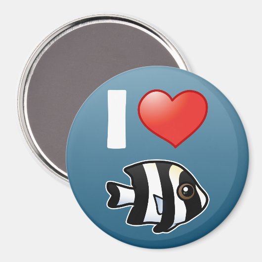 I Liebe Vier Streifen Damselfish Magnet (Vorderseite/Rückseite)