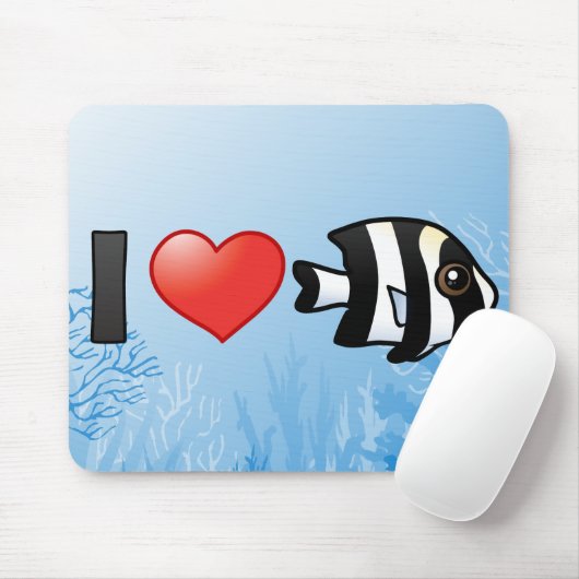 I Liebe Vier Streifen Damselfish Mousepad (Mit Mouse)