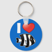I Liebe Vier Streifen Damselfish Schlüsselanhänger (Vorderseite)