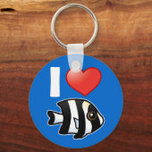 I Liebe Vier Streifen Damselfish Schlüsselanhänger (Vorderseite)