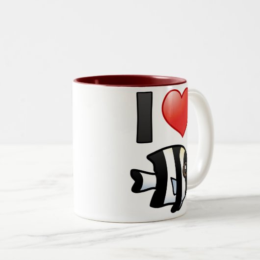 I Liebe Vier Streifen Damselfish Zweifarbige Tasse (VorderseiteRechts)