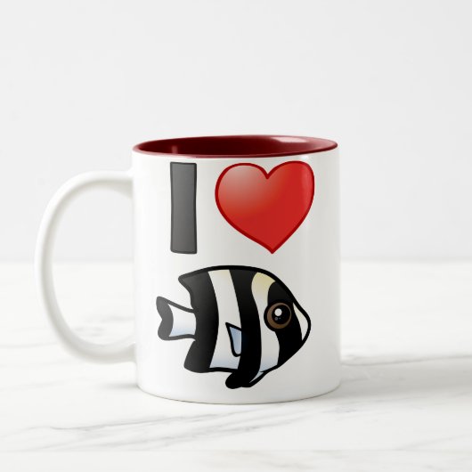 I Liebe Vier Streifen Damselfish Zweifarbige Tasse (Links)
