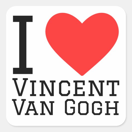 i Liebe Vincent Van Gogh Quadratischer Aufkleber (Vorderseite)