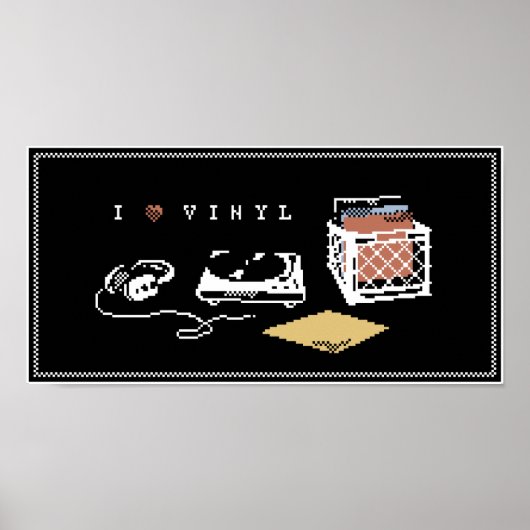 I Liebe Vinyl Pixel Art Poster (Vorne)