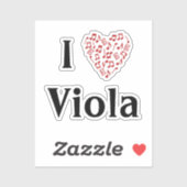 I Liebe Viola Alto Clef Rotes Herz Musiknoten Aufkleber (Blatt)