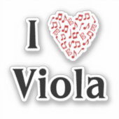 I Liebe Viola Alto Clef Rotes Herz Musiknoten Aufkleber (Vorderseite)