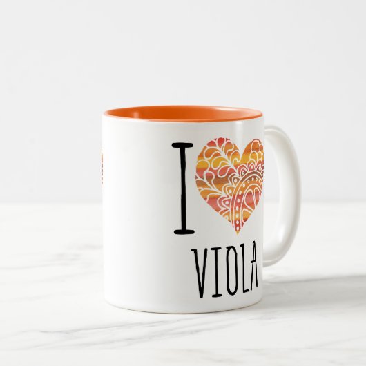 I Liebe Viola Orange Mandala Herz Zweifarbige Tasse (VorderseiteRechts)