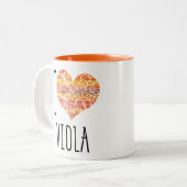 I Liebe Viola Orange Mandala Herz Zweifarbige Tasse (Vorderseite Links)