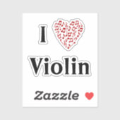 I Liebe Violin Rotes Herz Musiknoten Vinyl Aufkleber (Blatt)