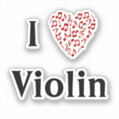 I Liebe Violin Rotes Herz Musiknoten Vinyl Aufkleber (Vorderseite)