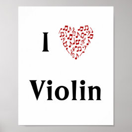 I Liebe Violine Rotes Herz Musiknoten Poster