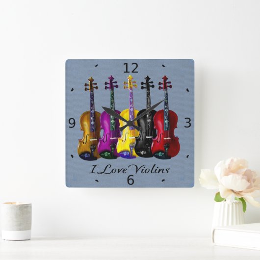 I LIEBE VIOLINS-2 QUADRATISCHE WANDUHR (Zuhause)