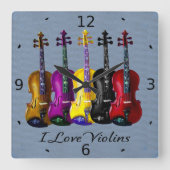 I LIEBE VIOLINS-2 QUADRATISCHE WANDUHR (Vorderseite)