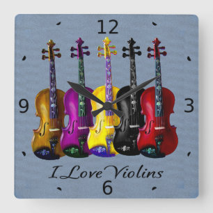 I LIEBE VIOLINS-2 QUADRATISCHE WANDUHR