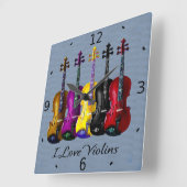 I LIEBE VIOLINS-2 QUADRATISCHE WANDUHR (Winkel)