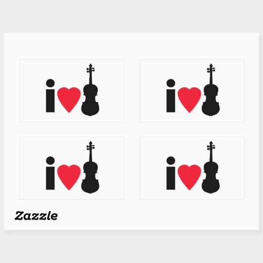 I Liebe Violinsticker Rechteckiger Aufkleber (Blatt)