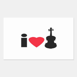 I Liebe Violinsticker Rechteckiger Aufkleber
