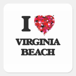 I Liebe Virginia Beach Virginia Quadratischer Aufkleber