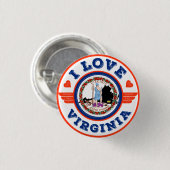 I Liebe Virginia Staatsflagge und Karte Button (Vorne & Hinten)