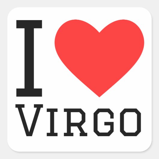 I Liebe Virgo Quadratischer Aufkleber (Vorderseite)