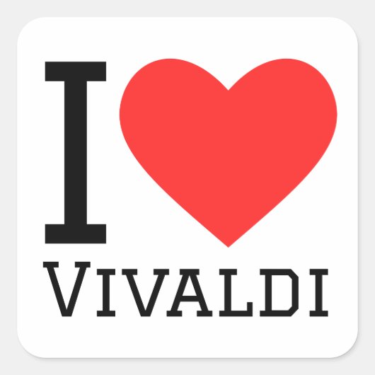 I Liebe vivaldi Quadratischer Aufkleber (Vorderseite)