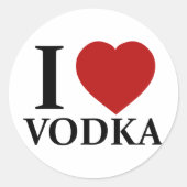 I Liebe Vodka Runder Aufkleber (Vorderseite)
