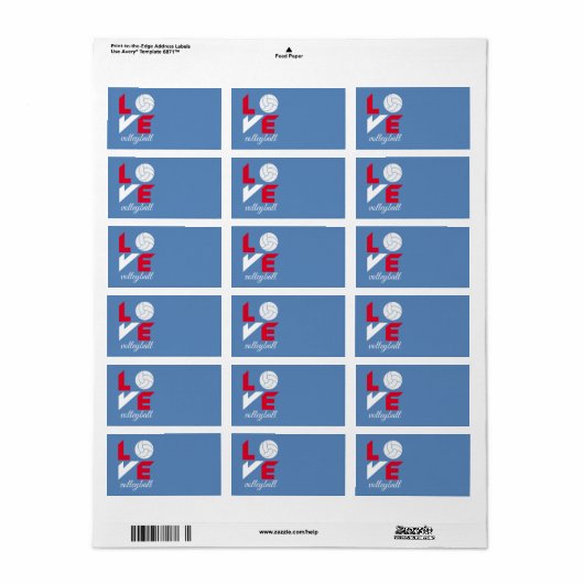 I Liebe Volleyball Adressaufkleber (Vorne)